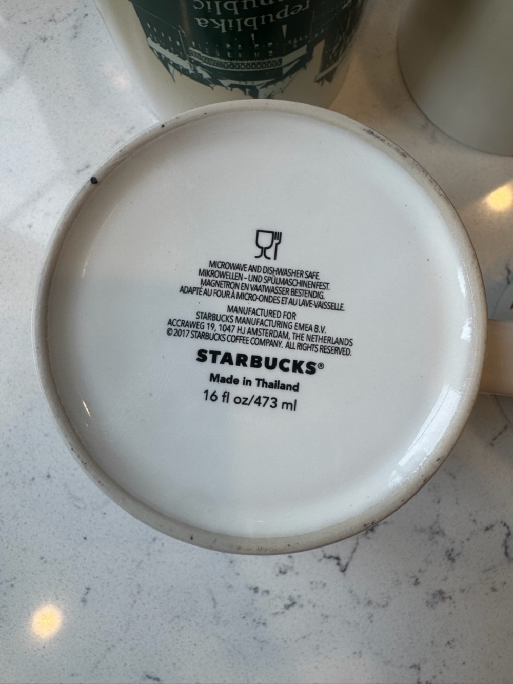 Starbucks Portugal Ceramic Mug - White and Dark Green Interior - Picture 5 of 5